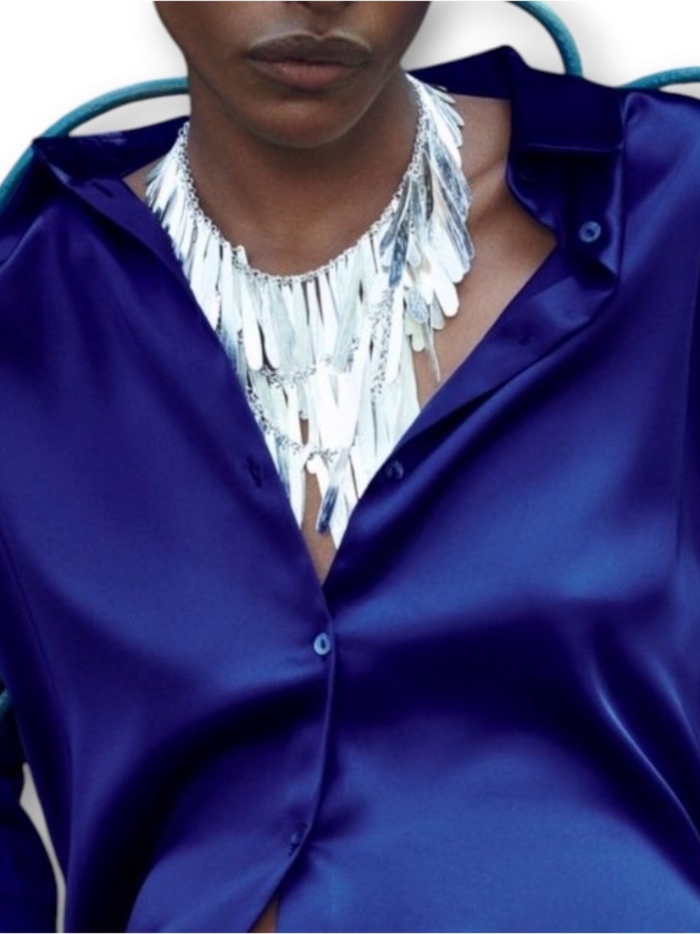 Zara Silver Fringe Statement Necklace